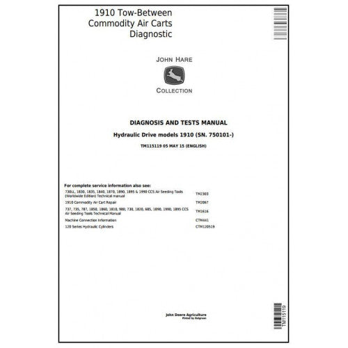 John Deere 1910 Hydraulic Drv Tow-between Commodity Air Carts Diagnostic and Test Manual Pdf - TM115119