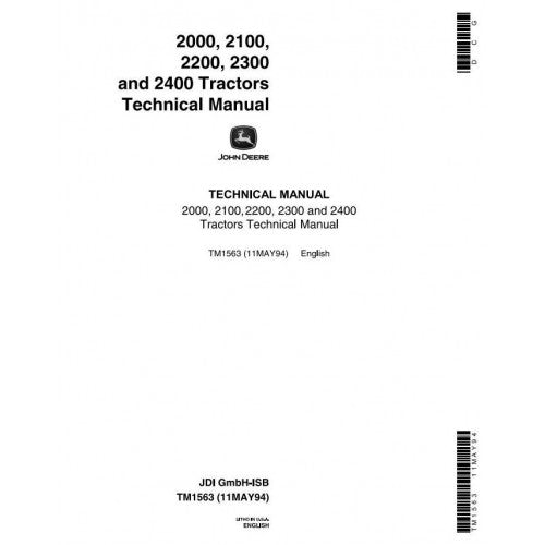 John Deere 2000, 2100, 2200, 2300, 2400 Tractor Service Repair Technical Manual Pdf - TM1563