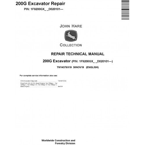 John Deere 200G Excavator Pdf Repair Service Technical Manual TM14376X19 2