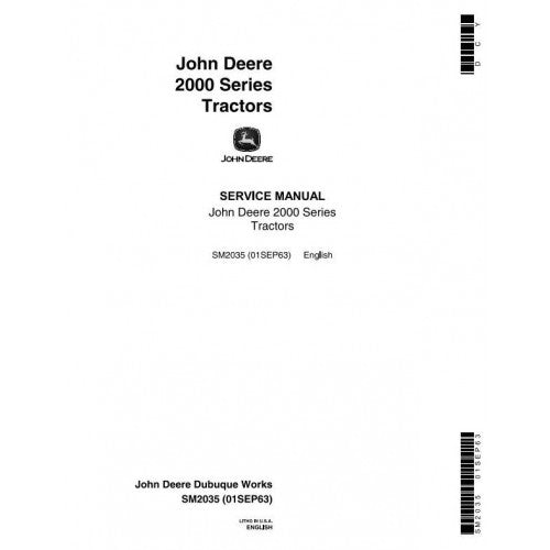 John Deere 2010 Row-Crop, Rc Utility, Hi-Crop Tractors Service Repair Technical Manual Pdf - SM2035