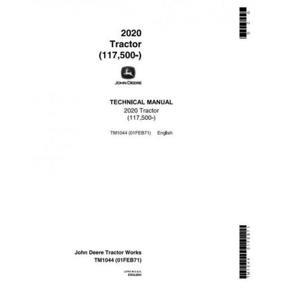 John Deere 2020 Tractor Service Repair Technical Manual Pdf - TM1044