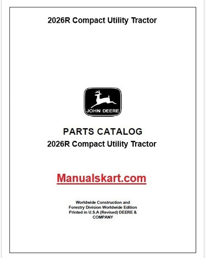 John Deere 2026R Compact Utility Tractor Pdf Parts Catalog Manual PC16361