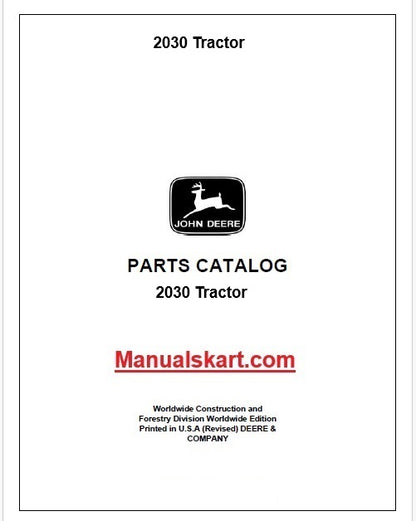 John Deere 2030 Tractor Pdf Parts Catalog Manual PC1289