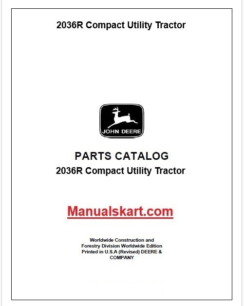 John Deere 2036R Compact Utility Tractor Pdf Parts Catalog Manual PC13081