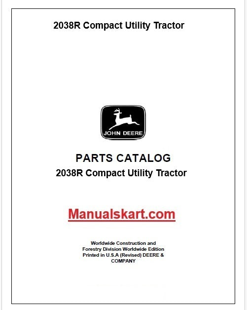 John Deere 2038R Compact Utility Tractor Pdf Parts Catalog Manual PC13082