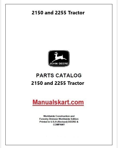 John Deere 2150 and 2255 Tractor Pdf Parts Catalog Manual PC4182