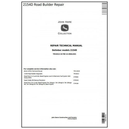 John Deere 2154D Road Builder Service Repair Technical Manual TM10414 2