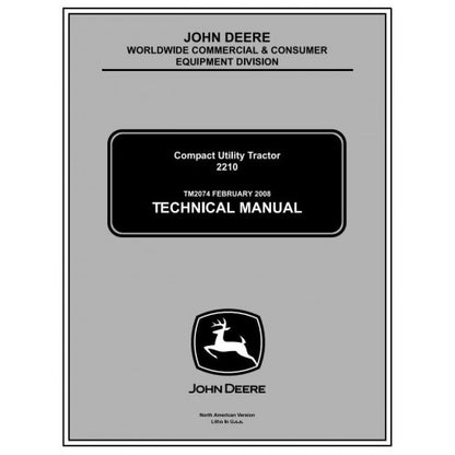 John Deere 2210 Compact Utility Tractors Service Repair Technical Manual Pdf - TM2074