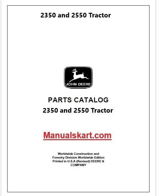 John Deere 2350 and 2550 Tractor Pdf Parts Catalog Manual PC4187