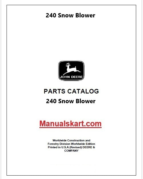 John Deere 240 Snow Blower Pdf Parts Catalog Manual PC1410