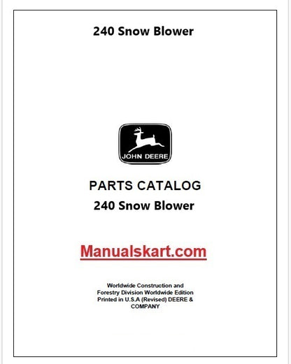 John Deere 240 Snow Blower Pdf Parts Catalog Manual PC1410