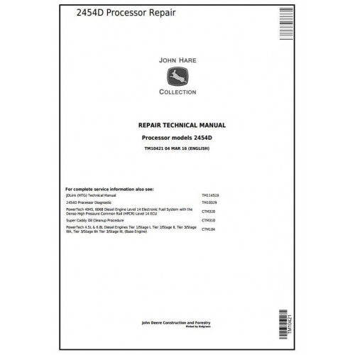 John Deere 2454D Processor Service Repair Technical Manual TM10421