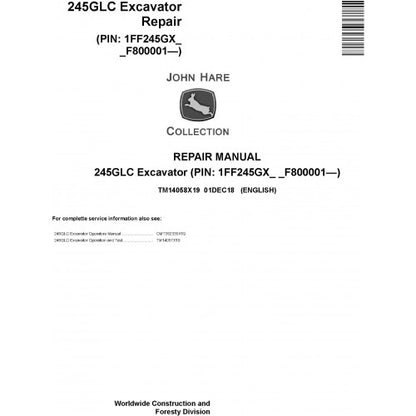 John Deere 245GLC Excavator Pdf Repair Service Technical Manual TM14058X19 2