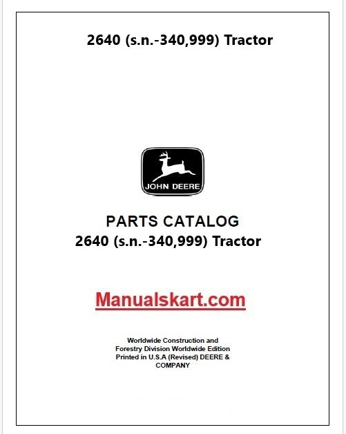 John Deere 2640 (s.n.-340,999) Tractor Pdf Parts Catalog Manual PC1539