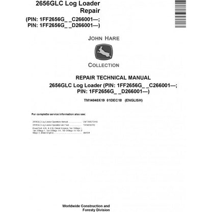 John Deere 2656GLC Log Loader Pdf Repair Service Technical Manual TM14040X19 2