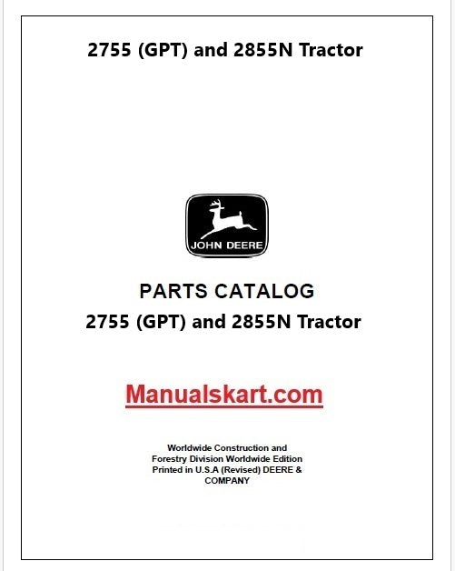 John Deere 2755 (GPT) and 2855N Tractor Pdf Parts Catalog Manual PC4215