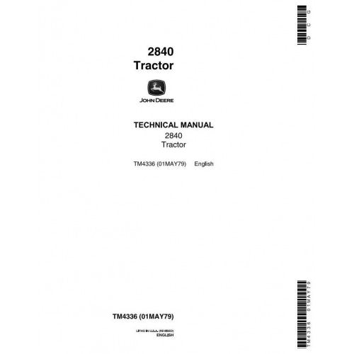 John Deere 2840 Utility Tractor Service Repair Technical Manual Pdf - TM4336