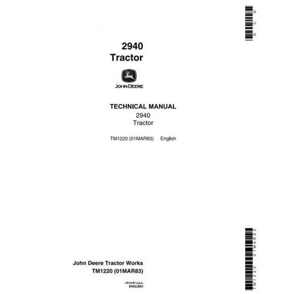 John Deere 2940 Tractor All Inclusive Service Repair Technical Manual Pdf - TM1220 1