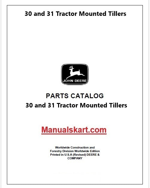 John Deere 30 and 31 Tractor Mounted Tillers Pdf Parts Catalog Manual PC953