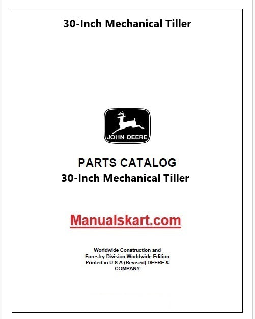 John Deere 30-Inch Mechanical Tiller Pdf Parts Catalog Manual PC2203