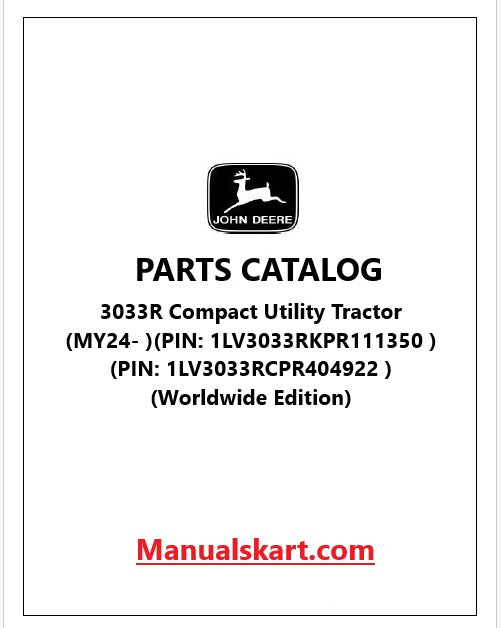 John Deere 3033R Compact Utility Tractor Pdf Parts Catalog Manual PC16676