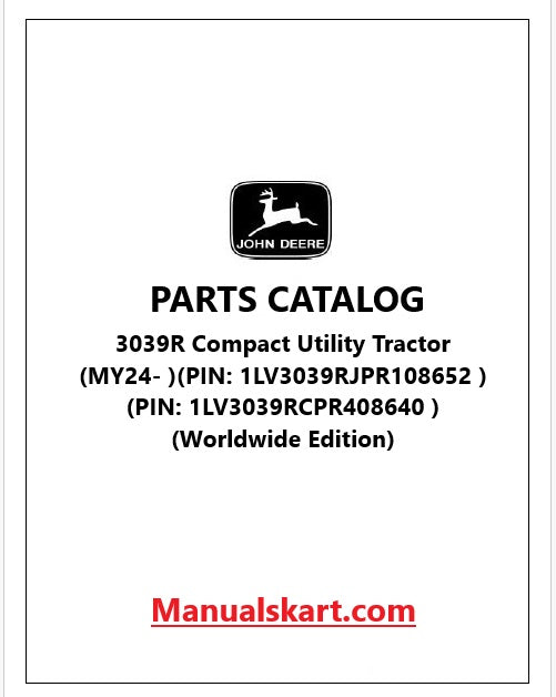 John Deere 3039R Compact Utility Tractor Pdf Parts Catalog Manual PC16677