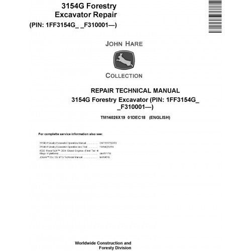 John Deere 3154G Forestry Excavator Pdf Repair Service Technical Manual TM14026X19 2