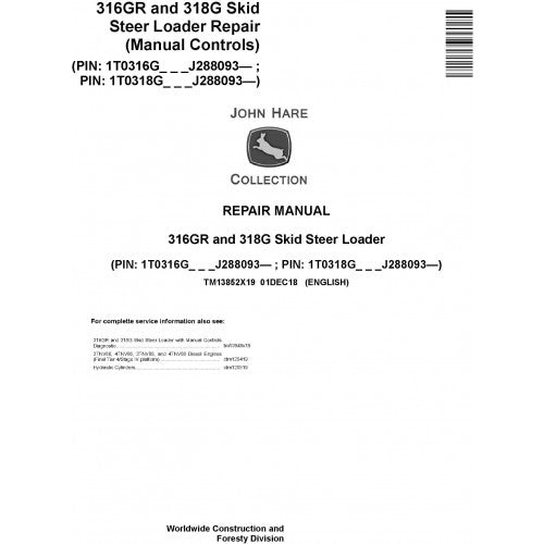 John Deere 316GR and 318G Skid Steer Loader Pdf Repair Service Technical Manual TM13852X19 2