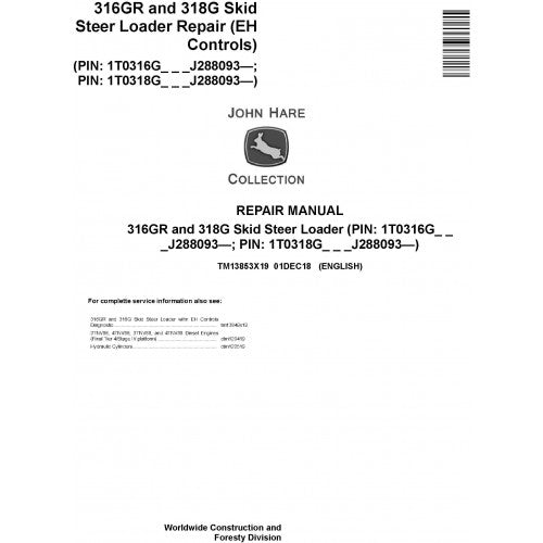 John Deere 316GR and 318G Skid Steer Loader Pdf Repair Service Technical Manual TM13853X19 2