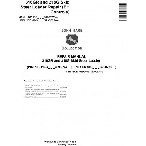 John Deere 316GR and 318G Skid Steer Loader Pdf Repair Service Technical Manual TM13861X19 2