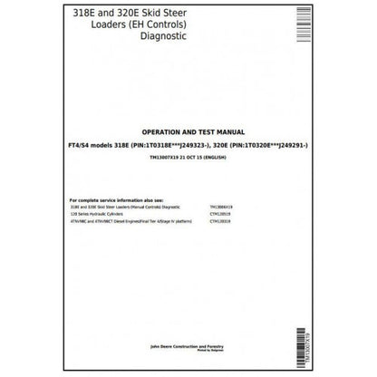 John Deere 318E, 320E Skid Steer Loaders Diagnostic, Operation and Tests Service Manual Pdf - TM13007X19