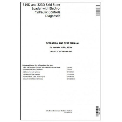 John Deere 319D, 323D Skid Steer Loader W. Eh Controls Diagnostic, Operation and Tests Service Manual Pdf - TM11422