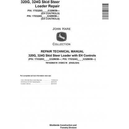 John Deere 320G, 324G Skid Steer Loader Pdf Repair Service Technical Manual TM14296X19 2