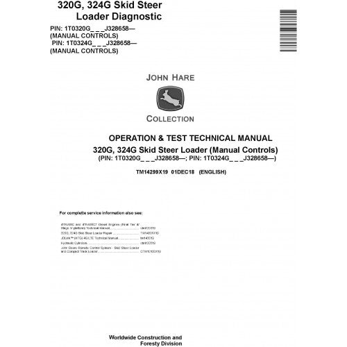 John Deere 320G, 324G Skid Steer Loader W. Manual Controls Diagnostic, Operation and Tests Technical Service Manual Pdf - TM14299X19 2