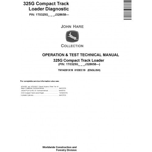 John Deere 325G Compact Track Loader Diagnostic, Operation and Tests Technical Service Manual Pdf - TM14291X19