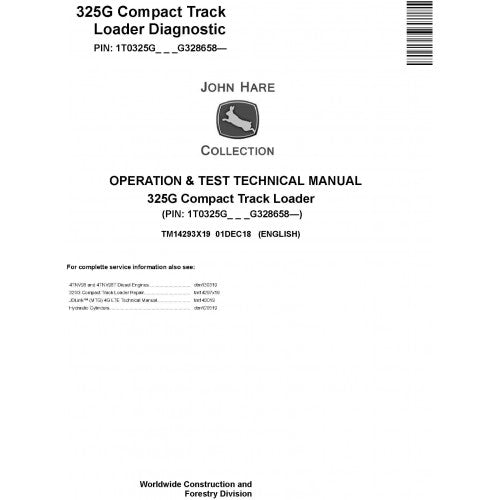 John Deere 325G Compact Track Loader Diagnostic, Operation and Tests Technical Service Manual Pdf - TM14293X19