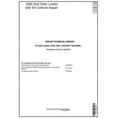 John Deere 326E Skid Steer Loader Service Repair Technical Manual Pdf TM13093X19 2