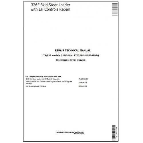 John Deere 326E Skid Steer Loader Service Repair Technical Manual Pdf TM13093X19