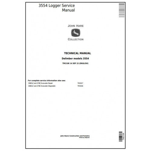 John Deere 3554 Delimber Logger Pdf Repair Service Technical Manual TM2106