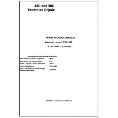 John Deere 35D And 50D Compact Excavator Service Repair Technical Manual Pdf TM2264 2