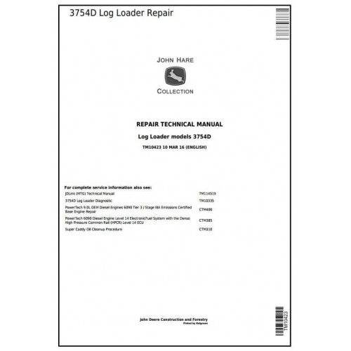 John Deere 3754D Log Loader Pdf Repair Service Technical Manual TM10423