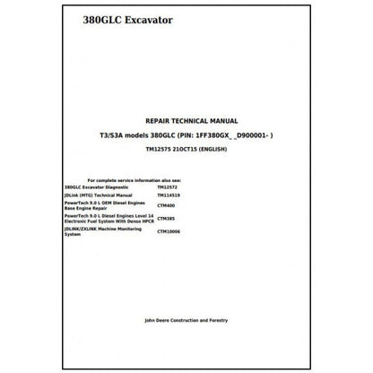 John Deere 380GLC Excavator Service Repair Technical Manual - TM12575 2