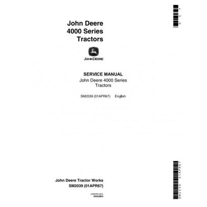 John Deere 4010, 4020 Tractor Service Repair Technical Manual Pdf - SM2039