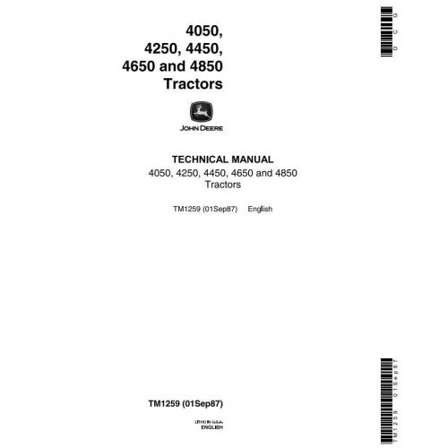 John Deere 4050, 4250, 4450, 4650, 4850 Tractor Service Repair Technical Manual Pdf - TM1259