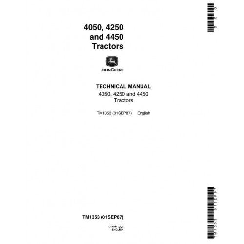 John Deere 4050, 4250, 4450 Tractor Service Repair Technical Manual Pdf - TM1353