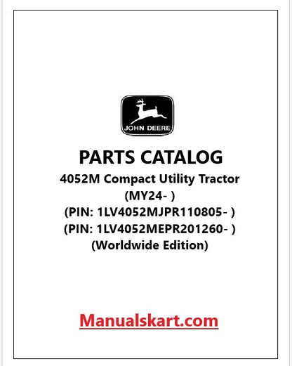 John Deere 4052M Compact Utility Tractor Pdf Parts Catalog Manual PC16681