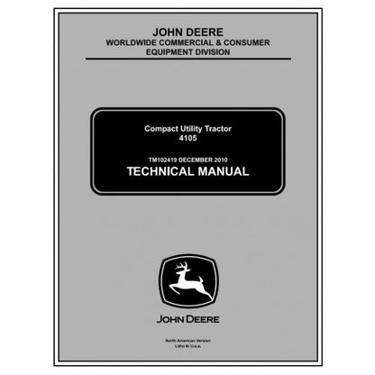 John Deere 4105 Compact Utility Tractor Service Repair Technical Manual Pdf - TM102419