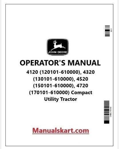 John Deere 4120, 4320, 4520, 4720 Compact Utility Tractor Pdf Operator's Manual OMLVU17927