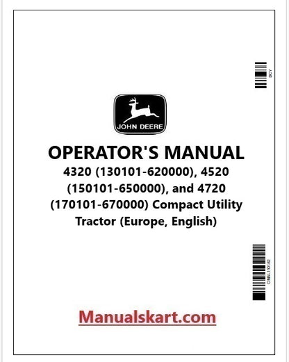 John Deere 4320, 4520 and 4720 Compact Utility Tractor Pdf Operator's Manual OMLVU19002