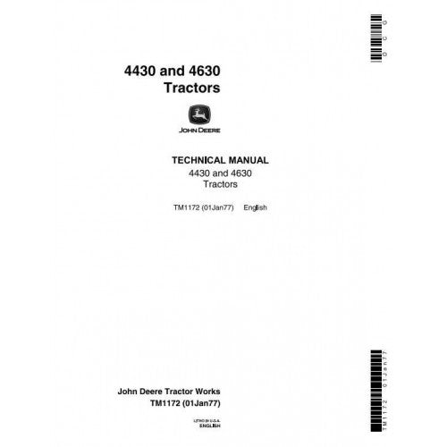 John Deere 4430, 4630 Row Crop Tractor Service Repair Technical Manual Pdf - TM1172